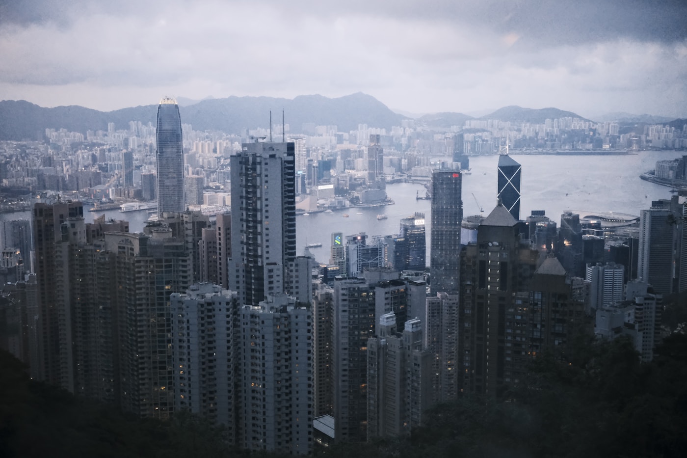Hong Kong skyline viewed from Victoria Peak at night